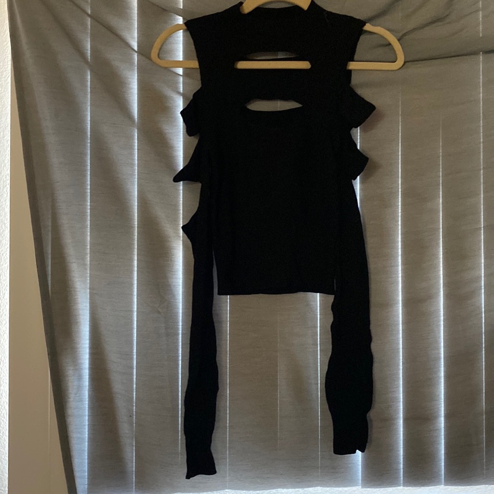 black slit sweater